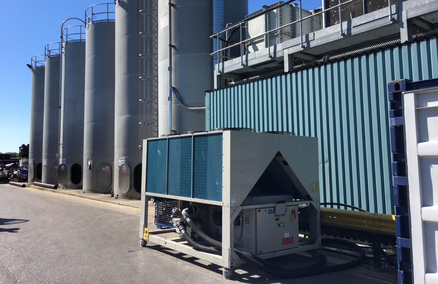 350kw process cooling hire. A process chiller installed at a plastic production plant
