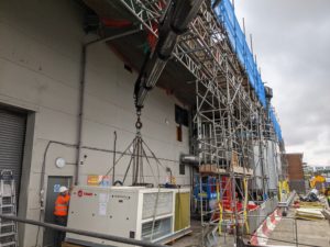Using a crane mounted lorry temporary ventilation can be delivered and installed in any workplace