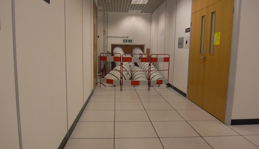 data centre cooling rental ductwork entering the building supplying chilled air to the computer suite