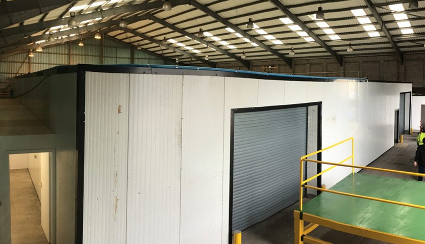 A temporary coldstore fitted into an existing warehouse