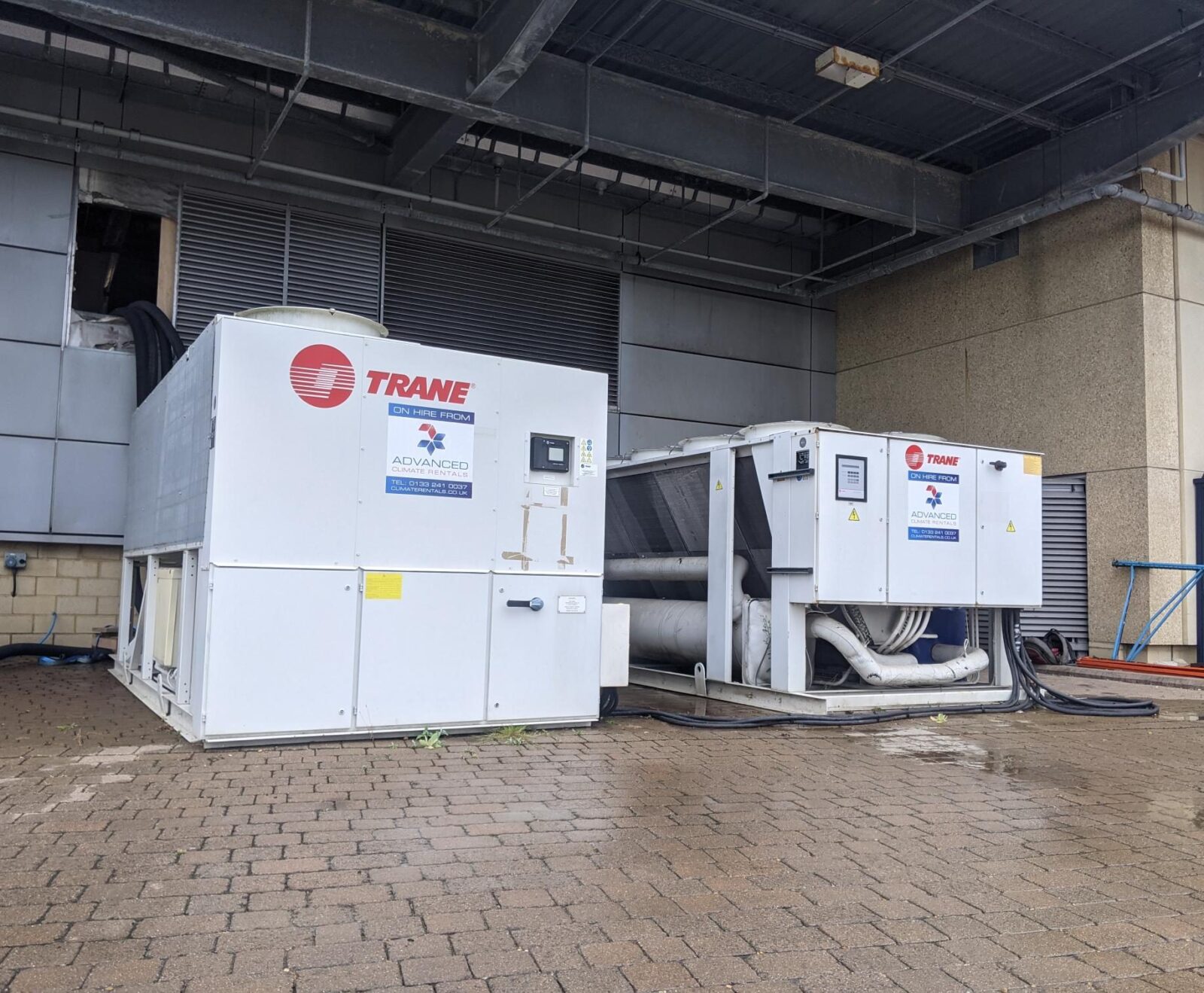 Trane hire chillers installed for 1mw of cooling for pharmaceutical process and comfort cooling in kent.