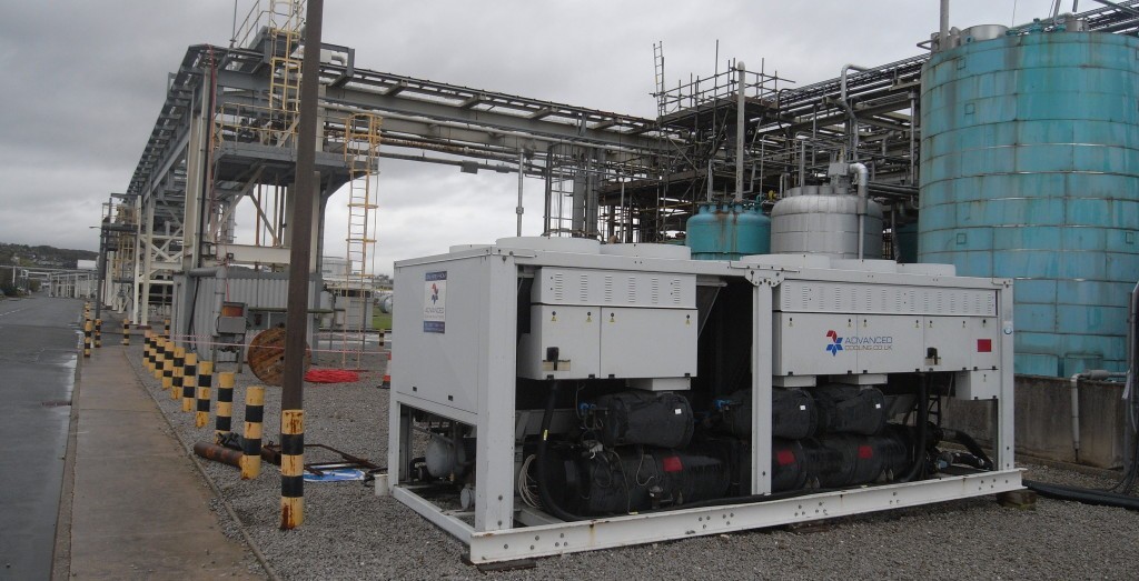 A temporary chiller located next to a chemical production site in Huddersfield.