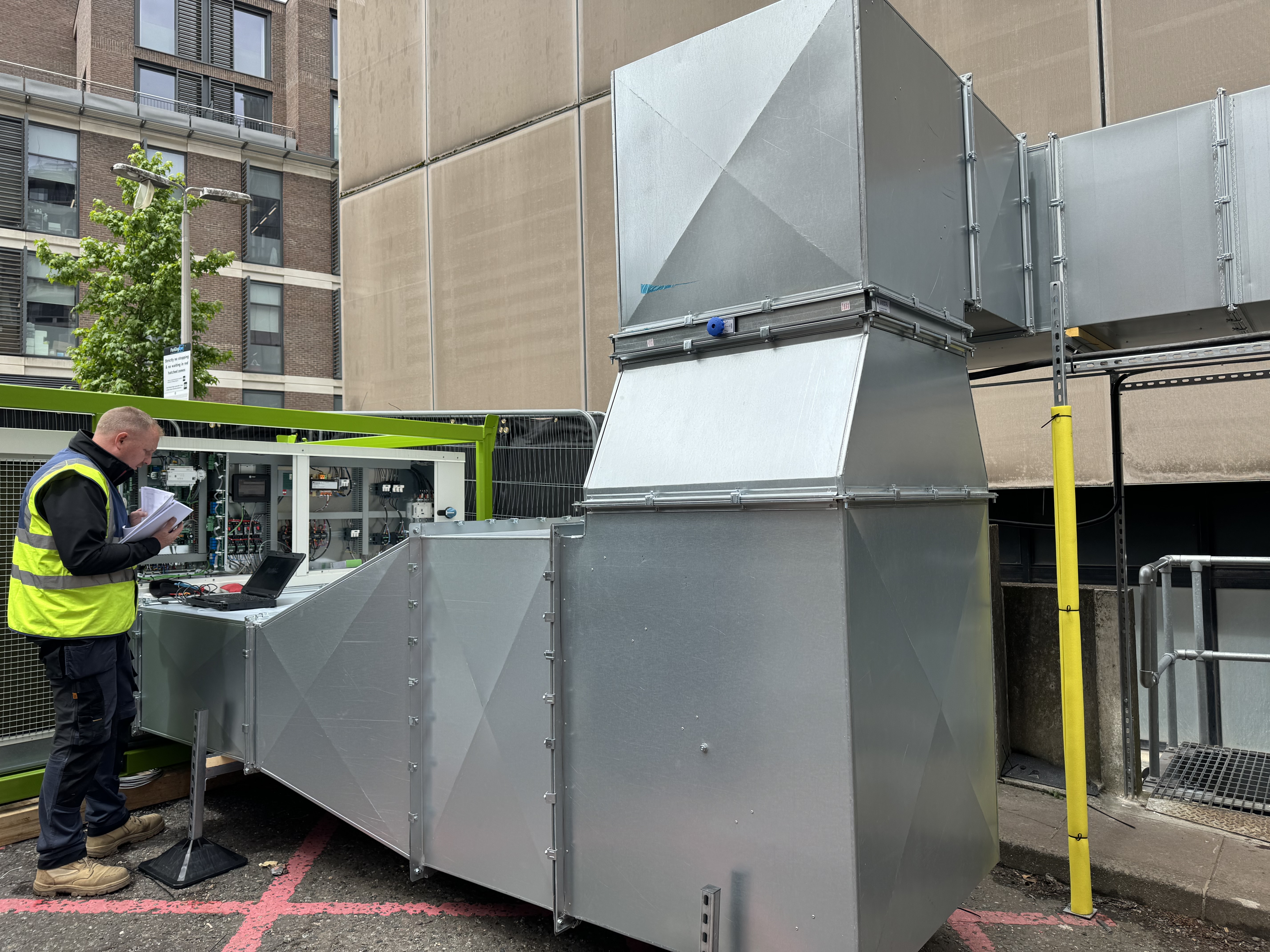 The completed system including hard ductwork.